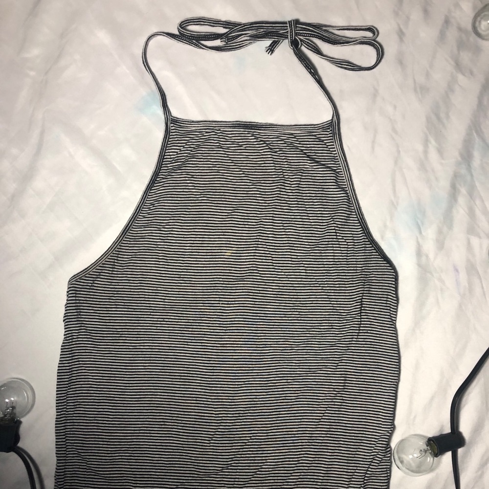 Stripped black and white halter tank top
